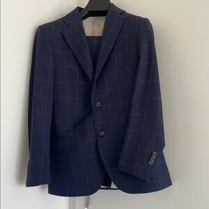 Men's Navy Checkered Suit